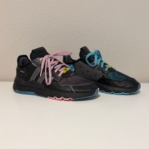 Adidas x Ninja Nite Jogger ‘Time In’ Black Pink Blue Men’s Size 9.5 Q47198